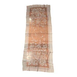 Vintage Womens Floral Pink Sheer Scarf 17x44 Japan